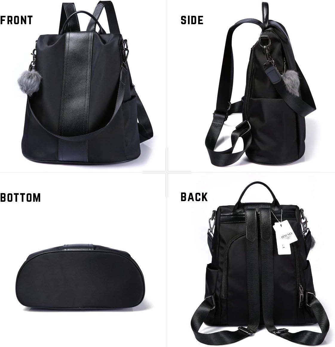 PINCNEL Women Backpack Purse Waterproof Nylon Anti-theft Rucksack Lightweight Shoulder Bag - Image 5