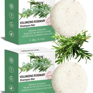 2 Pack Rosemary Hair Shampoo Bar,Deep Cleansing for Scalp Hair Loss Shampoo Soap,Organic Hair Oil Control,Solid Shampoo for Hair Growth, Refreshing and Hydrating Soap for Stocking Stuffers Women Gifts